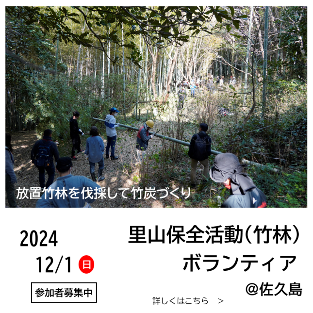 【募集終了】里山保全活動ボランティア 参加者募集